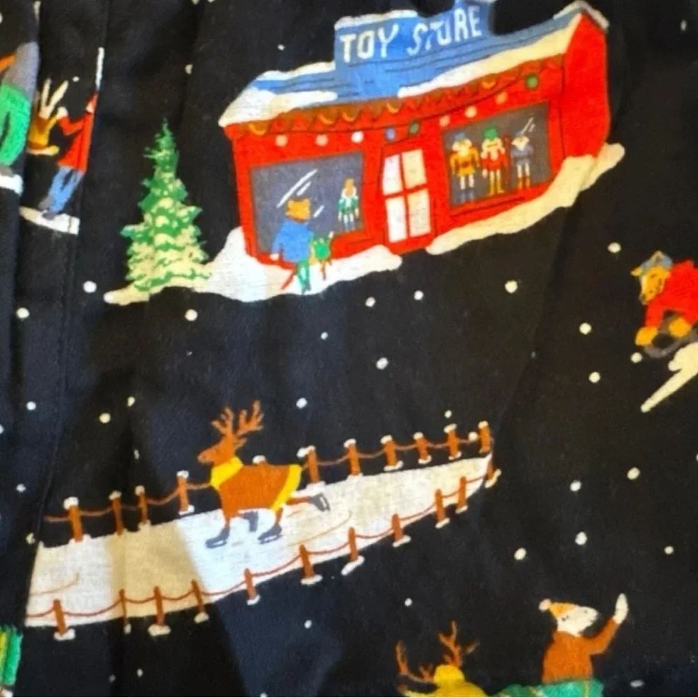 Old Navy Size M “I Love Snow” Flannel Pajama Button Top & Elastic Waist Shorts